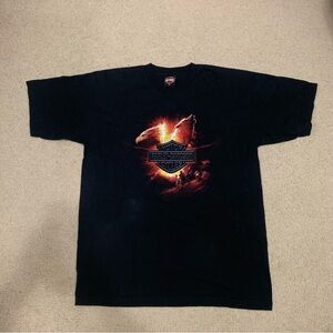 Vintage Harley Davidson Fishcher’s Vienna Wolf Eagle Black T-Shirt Mens Size XL